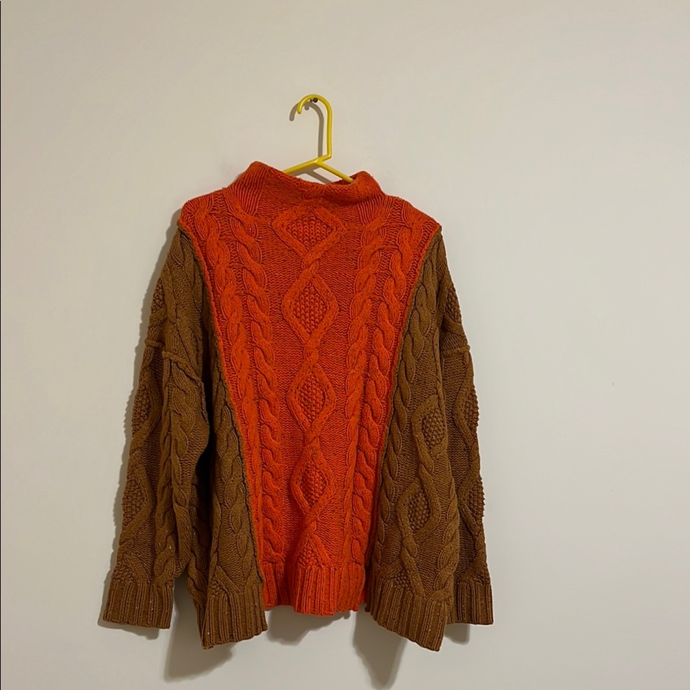 Free People Cable Knit Sweater - Orange and Brown size S NWOT - Picture 4 of 16